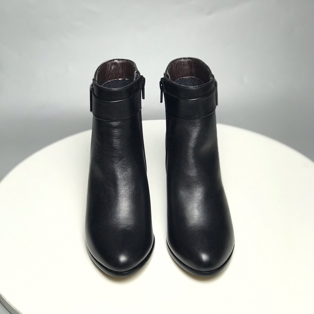 Giày bốt thời trang nữ BQ ❤️FREESHIP❤️ Boots công sở made in Việt Nam da bò kéo khóa gót trụ 5p sang trọng DHU-009