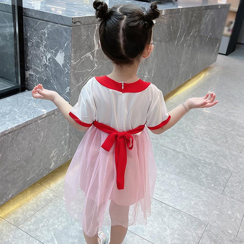 Đầm thêu hình thỏ dễ thương phong cách Hán phục thời trang mùa hè cho bé gái
