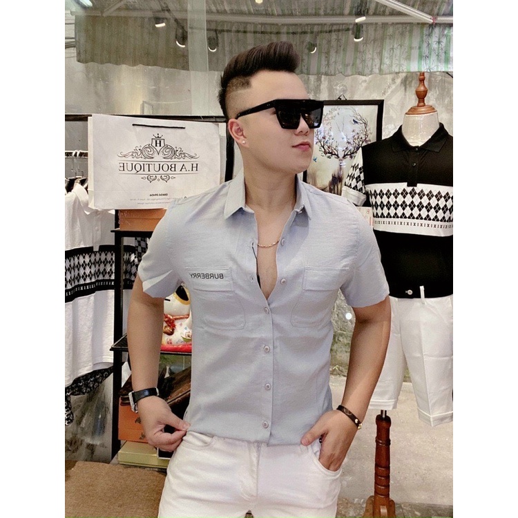 Áo Đũi Nam Cổ Bẻ Áo Sơ Mi Đũi Có Cổ Cộc Tay Túi Hộp hot 2022
