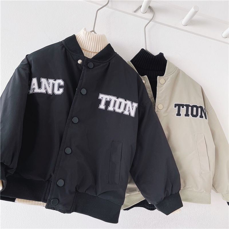 Áo khoác bóng chày lót Cotton Plus phong cách Hàn Quốc cho bé trai