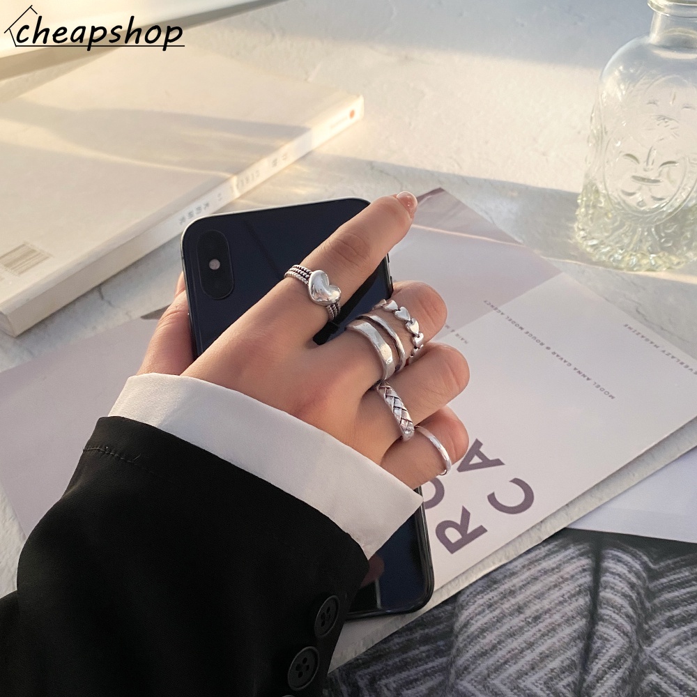 iF YOU Set 5 Nhẫn Bạc Cổ Điển Cho Nữ