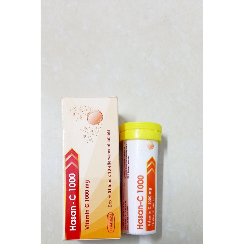 Viên sủi vitamin C 1000mg vị cam lọ 10 viên. Bổ sung vitamine c giúp tăng đề kháng (Hasan)