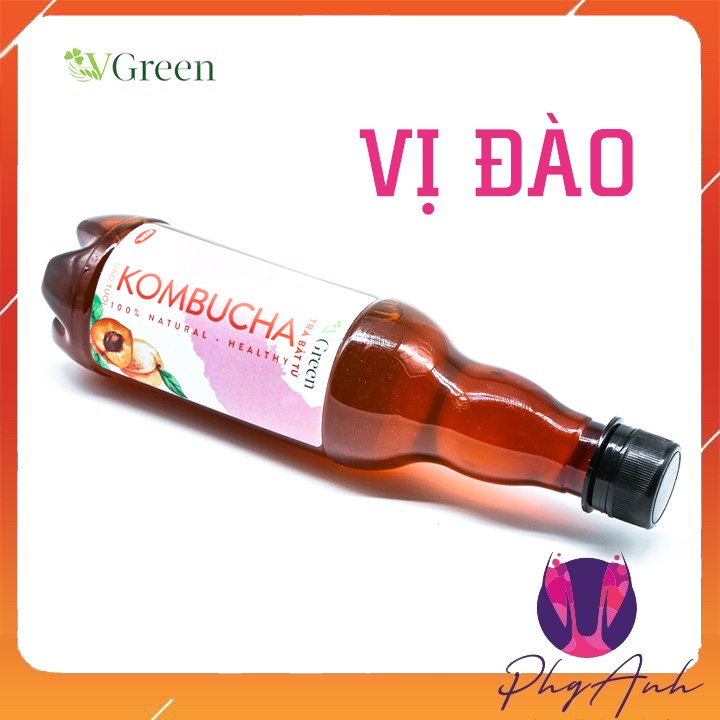 Trà bất tử Kombucha Vgreen chai nhựa 330ml Combo 5 chai