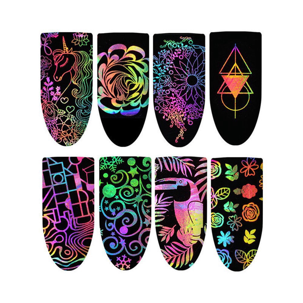 Bộ 8 Miếng Dán Trang Trí Móng Tay Xinh Xắn Cho Nữ