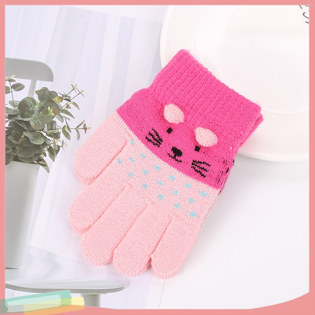 1 Đôi Găng Tay Dệt Kim Họa Tiết Hoạt Hình Dễ Thương Cho Bé