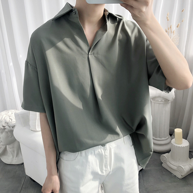 Áo Thun Nam Tay Ngắn Màu Trơn Phong Cách Hàn Quốc Size M-Xxl