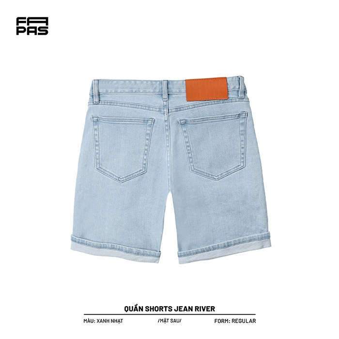 Quần Shorts Nam River Lưng Thêu Logo Đính Tag Da Cam Nổi Bật Chất Liệu Jean Form Slimfit - FAPAS