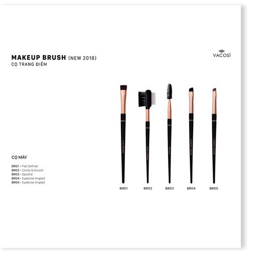 [Mã giảm giá] Cọ Tán Chân Mày Lông Dài Vacosi Eyebrow Angled Brush BR04