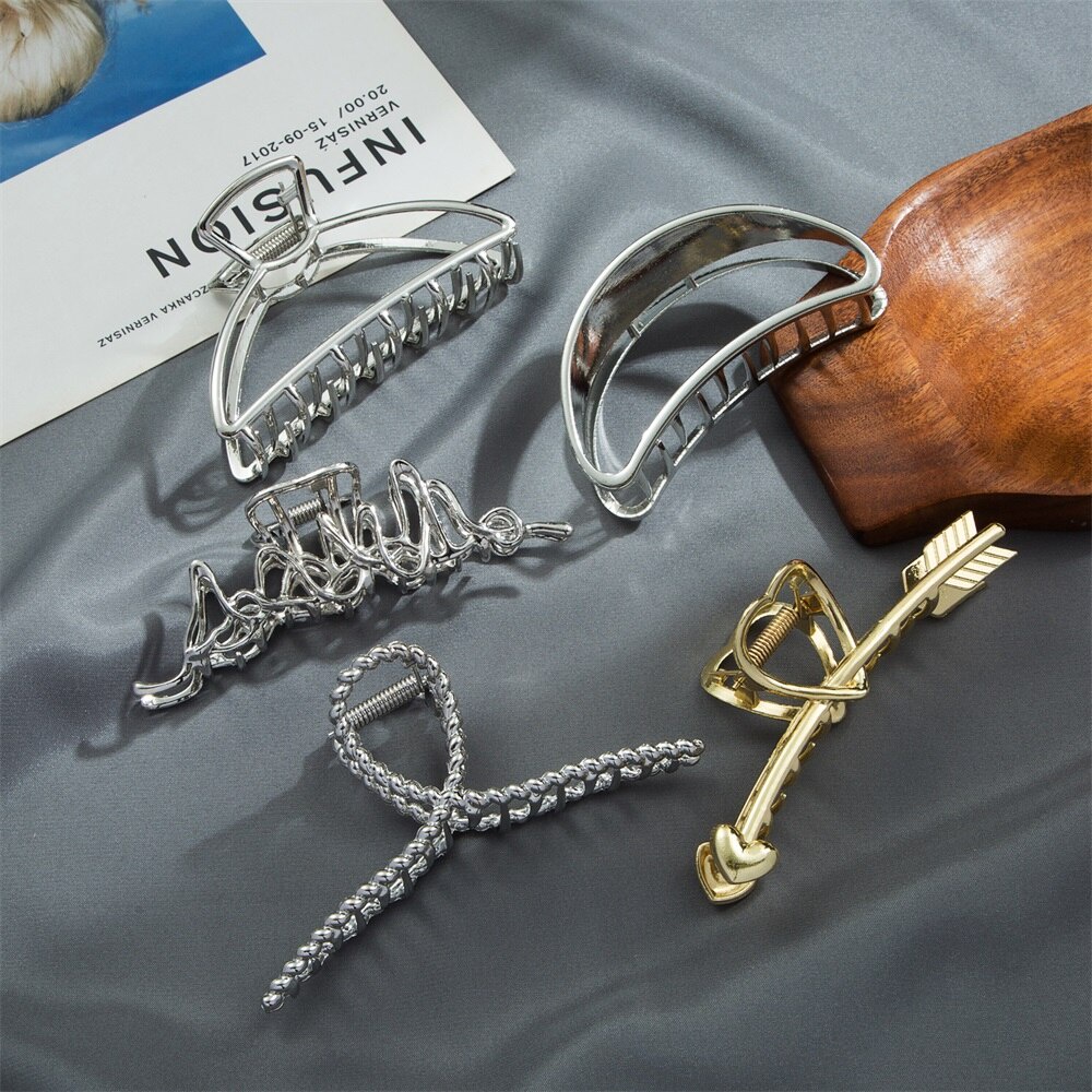 Kẹp tóc kim loại hình chữ thập phong cách vintage thanh lịch cho nữ