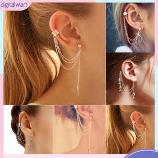 Một khuyên kẹp vành tai phối dây và mặt hình lá cây/con cá độc đáo