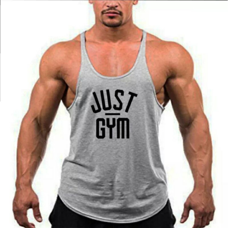 ÁO 3 LỖ NAM DÂY NHỎ TẬP GYM IN CHỮ JUST GYM