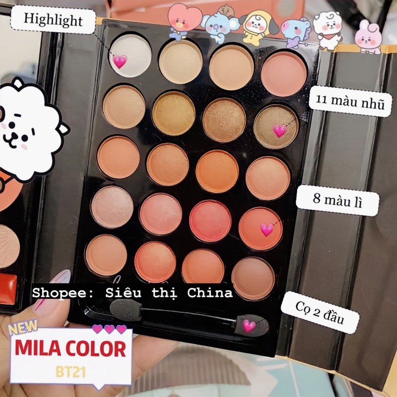 Bảng Phấn Mắt Bóp MILA COLOR BT21 Dễ Thương