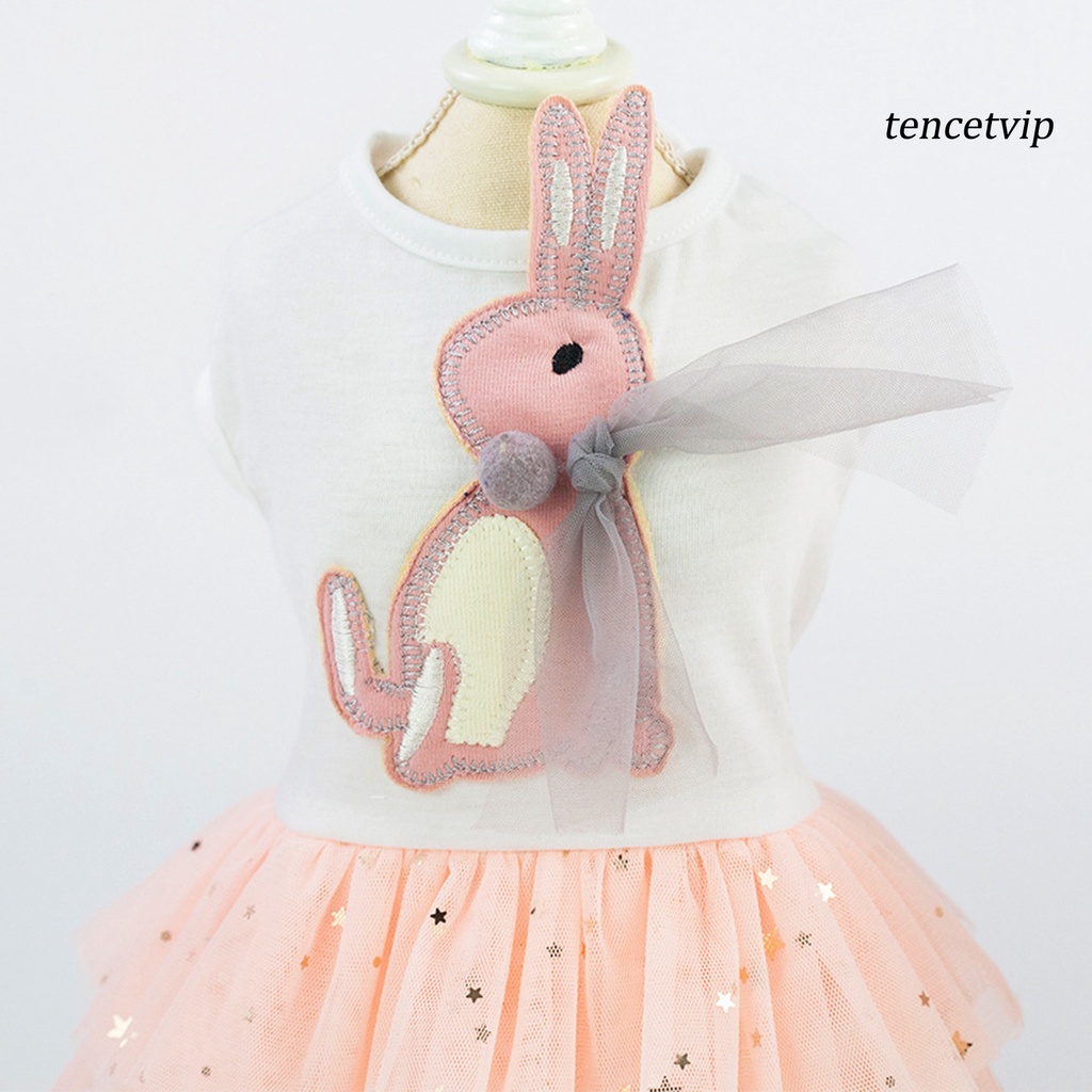 Đầm Vải Cotton Mềm Co Giãn In Họa Tiết Thỏ Ngọt Ngào Cho Cún Cưng