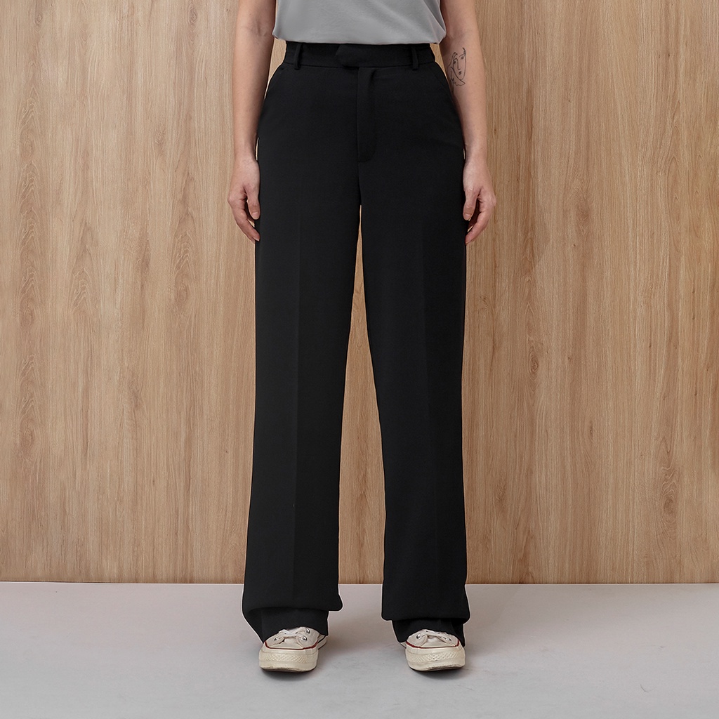 Andabove - Quần tây nữ ống đứng dài - Slim Relaxed Pants - Màu Đen