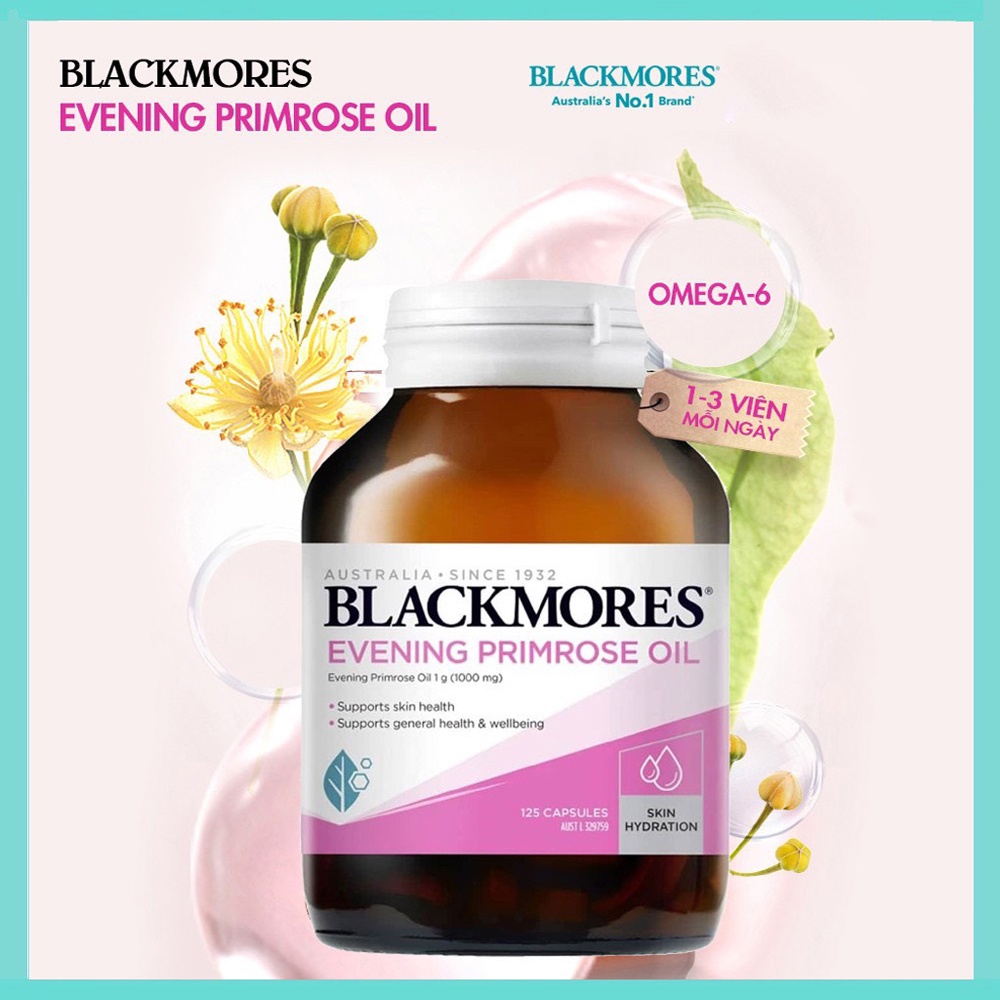Viên uống tinh dầu anh thảo Evening Primrose Oil Blackmores 125 viên hỗ trợ đẹp da, cân bằng nội tiết