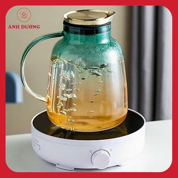 BỘ BÌNH 6 CỐC THUỶ TINH CHỊU NHIỆT ÁNH XANH VÀNG MANG PHONG CÁCH BẮC ÂU