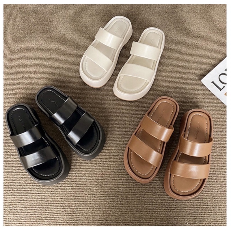 Sandal da quai ngang, đế xuồng cao 5cm phong cách quý phái, T141