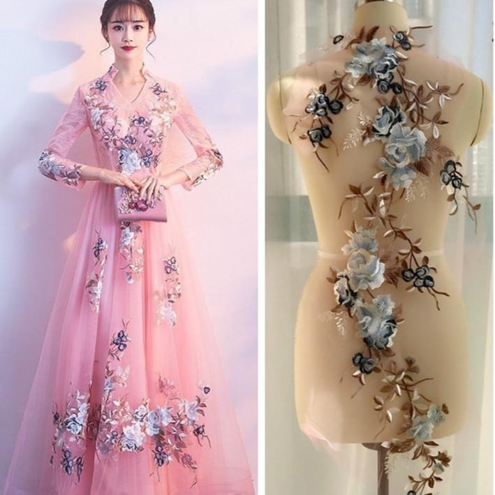 1 Bộ Miếng Vải Ren Thêu Hoa Trang Trí Quần Áo Diy