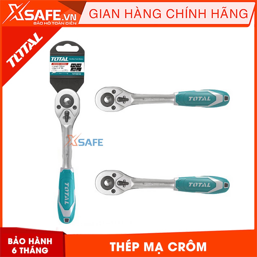 Cần siết 2 chiều TOTAL Cờ lê lực thép mạ crôm sáng bóng, tay cầm bọc nhựa dẻo, cách điện, cảm giác êm ái, an toàn