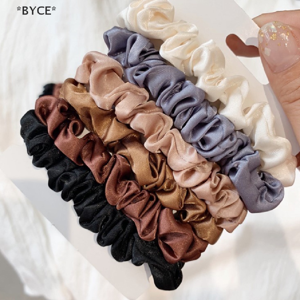 Set 6 Dây Buộc Tóc Vải Satin Co Giãn Cho Nữ