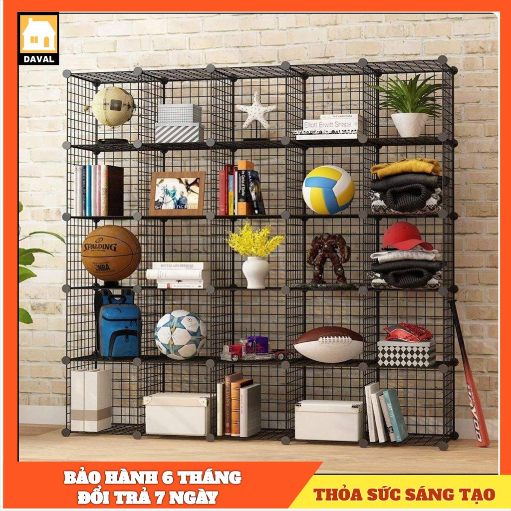 Lưới sắt- thép lắp ghép đa năng làm giá để sách, đồ giá dụng, chuồng Size 35x 35cm