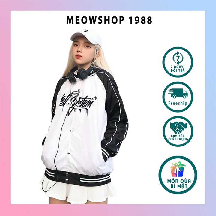 Áo khoác dù bomber bóng chày cao cấp in chữ, chạy sọc viền tay trẻ trung, cá tính form rộng