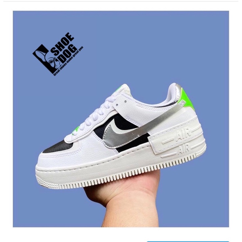 [Chính hãng]Giày Af1 Shadow màu trắng đen dấu Swoosh màu bạc