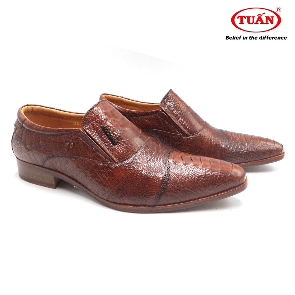 Giày nam cao cấp da ĐÀ ĐIỂU đế DA khâu thủ công handmade thương hiệu Tuấn GXHU-174