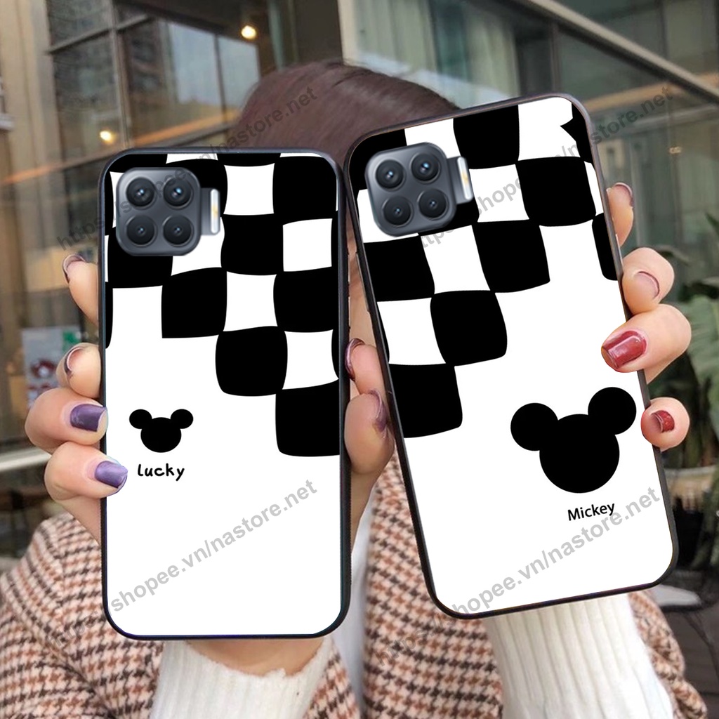 Ốp lưng Oppo A73 / A93 trái tim họa tiết caro, mikey họa tiết beabrick kaws cute
