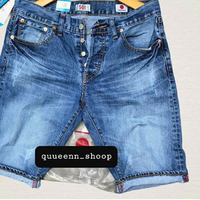 Sản phẩm đặc biệt levi's 501 Quần short màu xanh dương nhạt có nút đầy đủ kiểu Nhật Bản, K30..