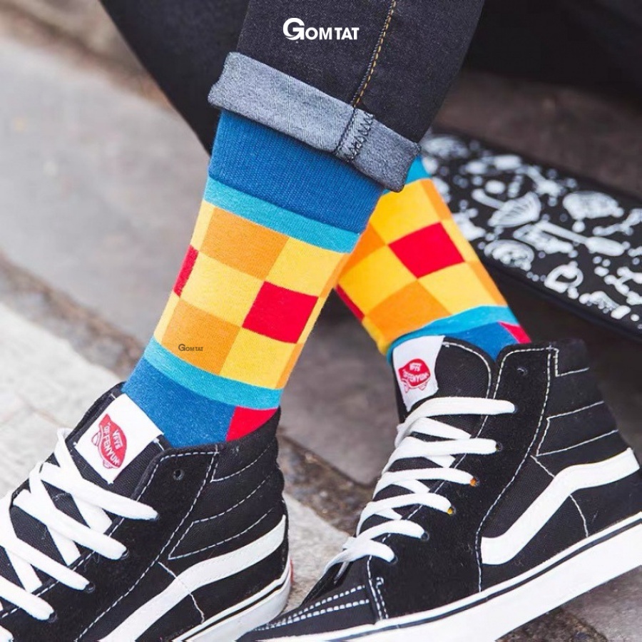 Tất cổ cao nam nữ chất liệu cotton cao cấp vớ cổ dài unisex họa tiết vui nhộn thoáng khí chống mùi hôi -FUJI-1DOI