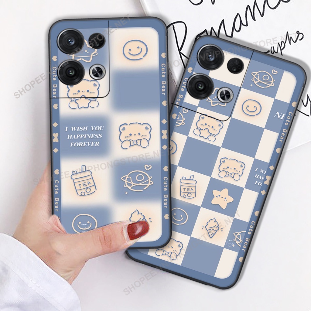 Ốp lưng Oppo Reno 8 4G / Reno 8 5G / Reno 8Z 5G / Reno 8 Pro gấu nấu cực đẹp trái tim cute