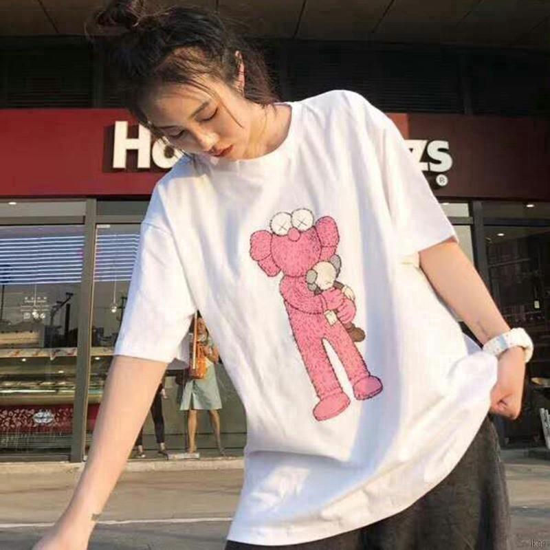 Áo thun cặp in hình hoạt hình Sesame Street kaws Joint new