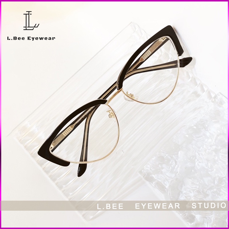 Kính mắt mèo L.BEE EYEWEAR,gọng kính chất liệu kim loại mắt kính thời trang cao cấp 90L61