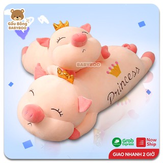 Gấu bông gối ôm heo vương miện siêu xinh cao cấp babyboo - lợn nhồi bông quà tặng yêu thương