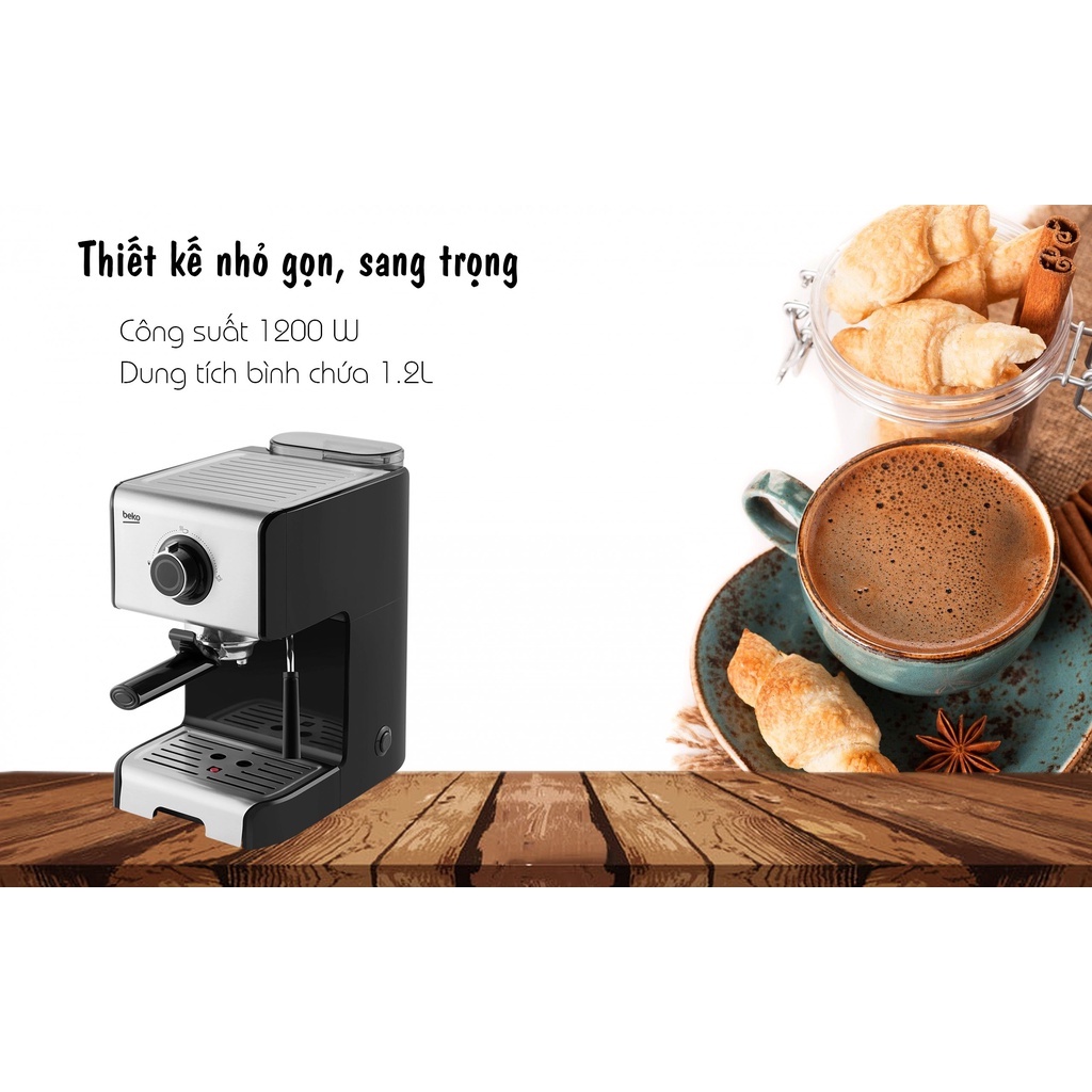 Máy pha cafe Beko Espresso CEP5152B - Công suất lớn 1100W - Áp lực cao cafe chuẩn vị