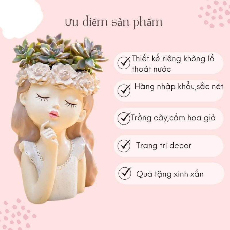 Bình hoa cô gái.decor nhà cửa.cắm hoa tươi hoa khô hoa giả