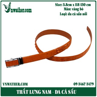 Thắt Lưng Da Nam Da Cá Sấu Vàng Bò
