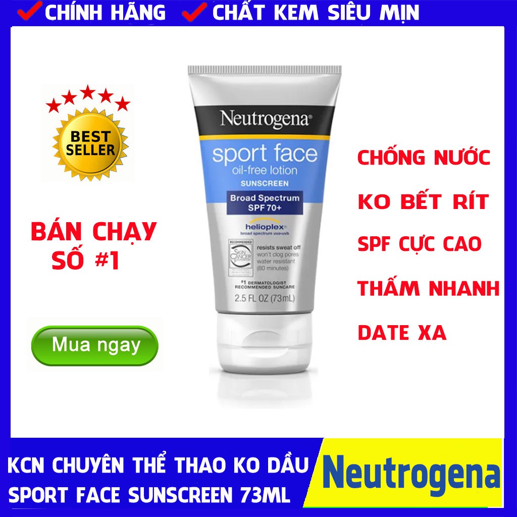 Kem chống nắng Neutrogena Sport Face Oil Free Lotion SPF70 73ml