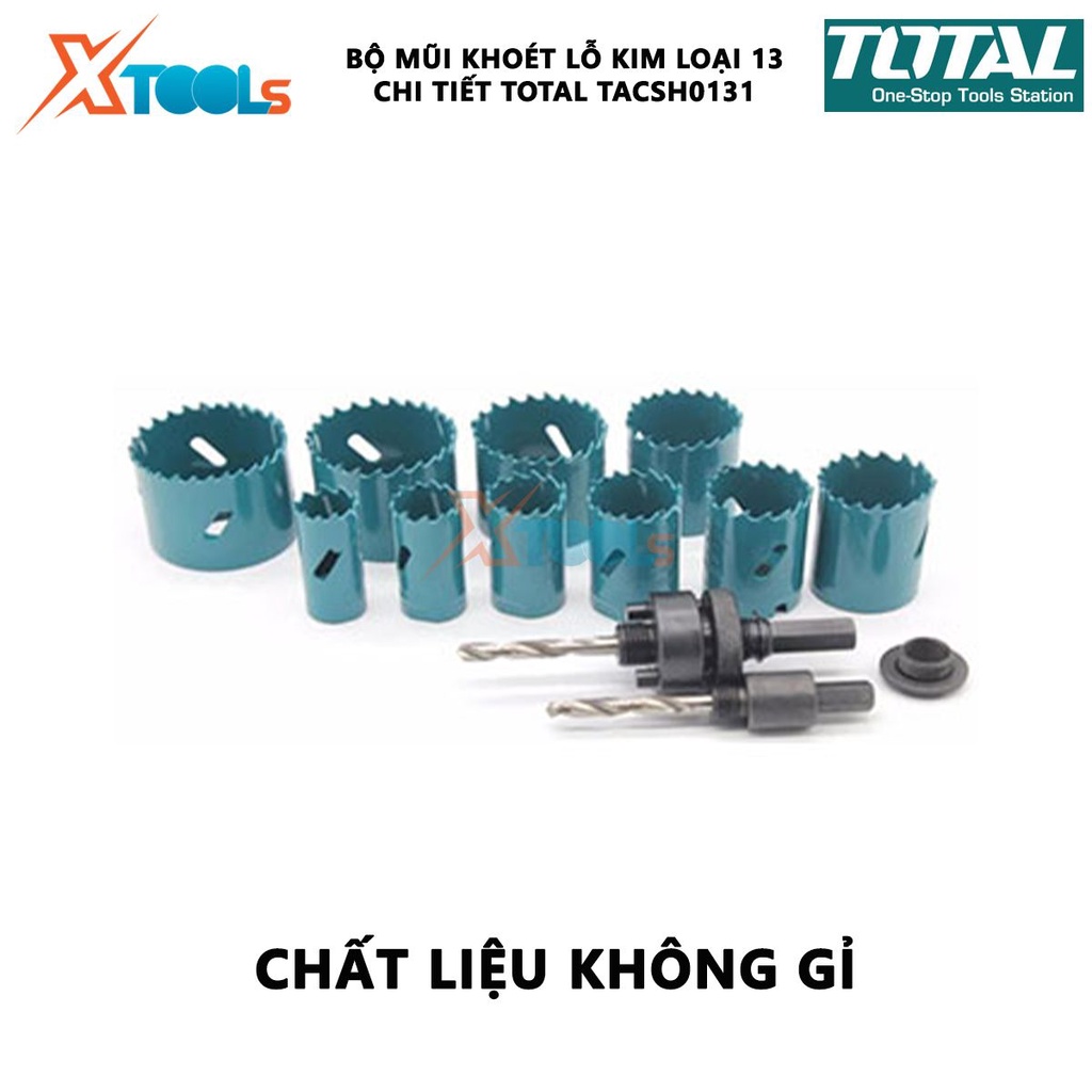 Bộ mũi khoét lỗ kim loại 13 chi tiết TOTAL TACSH0131 | Bộ 13 mũi khoét lỗ kim loại 19-64mm [CHÍNH HÃNG] [XTOOLs]