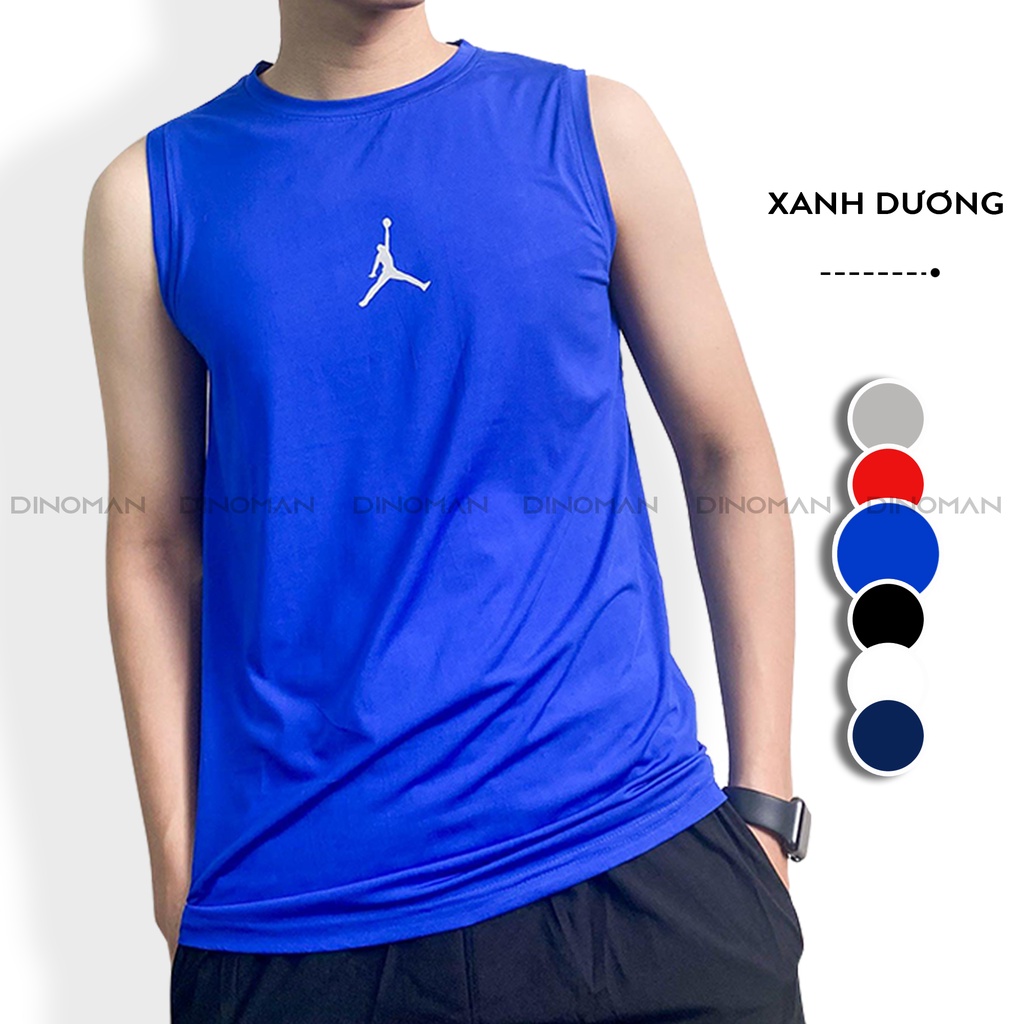 Áo Ba Lỗ Sát Nách Thể Thao DINOMAN Bóng Rổ Thun lạnh Tanktop Co Giãn 4 Chiều 4 Màu