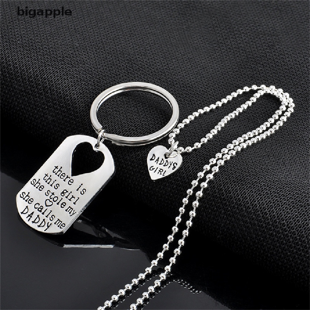 Vòng cổ / Móc Khóa Hình Trái Tim Khắc Chữ Daddy / Daughter RDG