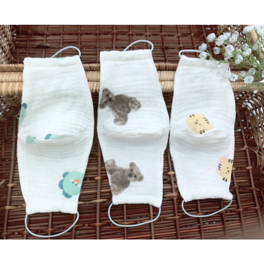 Khẩu trang cho bé vải 2 lớp chất liệu xô muslin an toàn và thời trang nhiều hình ngộ nghĩnh BABY112VN KT001