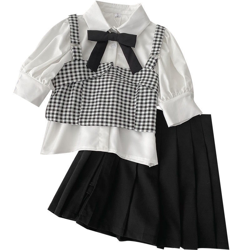 Set Áo Hai Dây + Chân Váy Xếp Ly Lưng Cao Thời Trang Hàn Cho Nữ