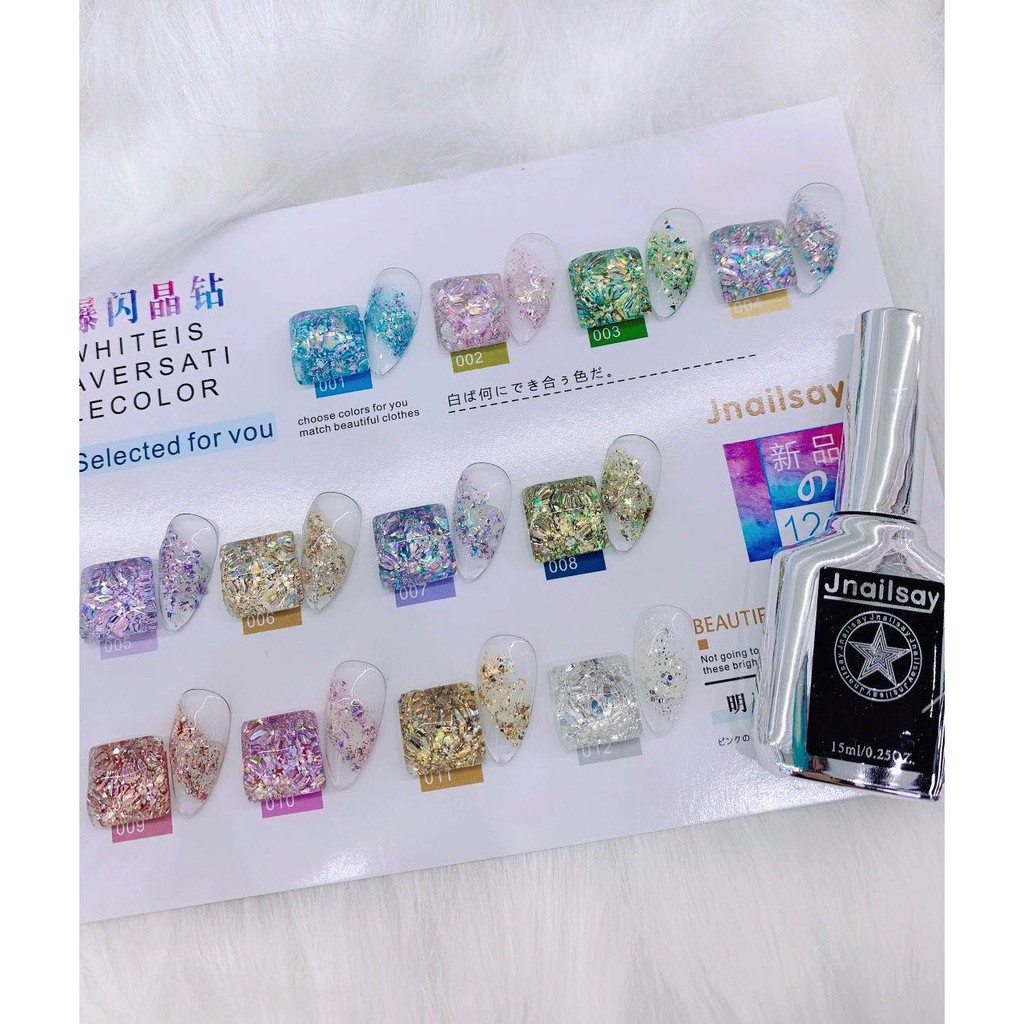 Sơn Gel Nhũ Kim Tuyến Pha Lê Kim Cương 12 Màu  Tuyệt Đẹp - Sự Lựa Chọn Sáng Suốt - Lẻ 1 Chai 15ml