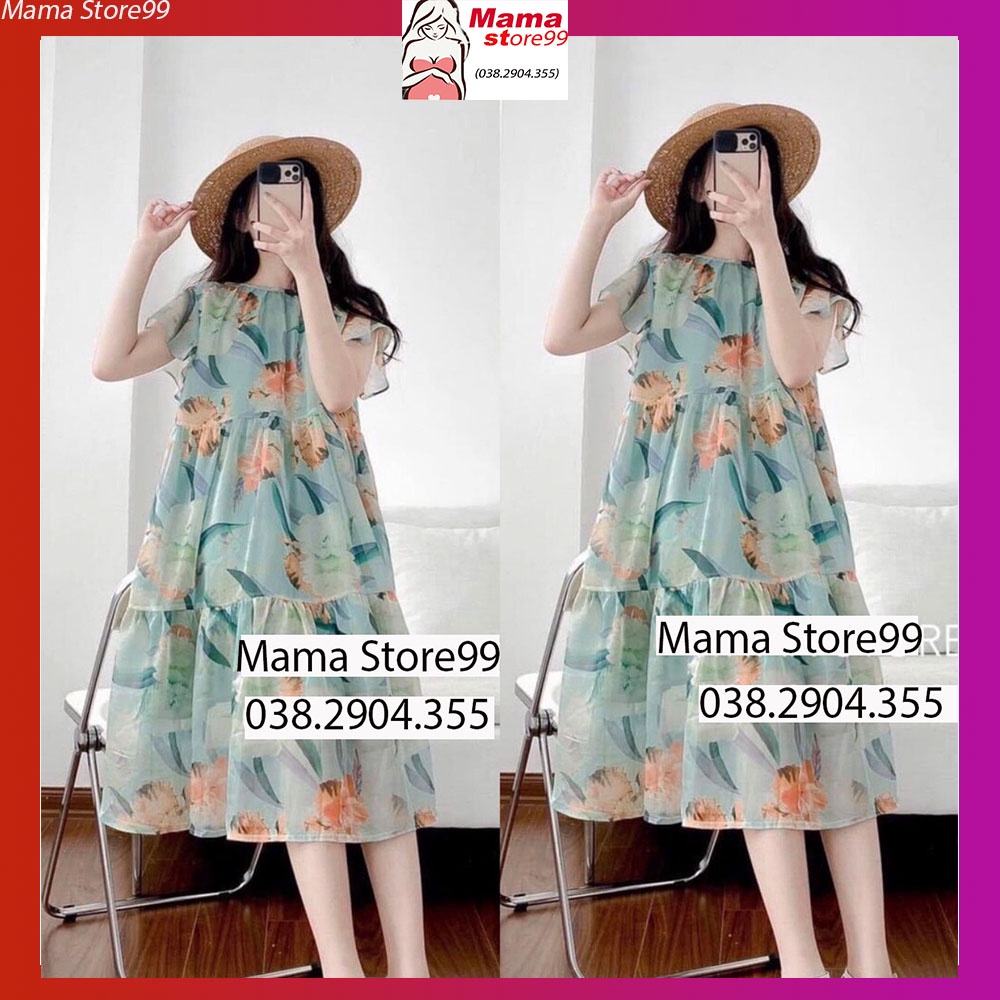 Váy Bầu Đầm Bầu Mùa Hè Thiết Kế Chất Voan Hai Lớp Cao Cấp Tay Ngắn Mát Mềm Xinh Xắn HN0180 Mama Store99