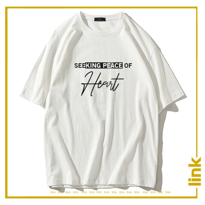 Áo tay lỡ chữ Seeking Peace Of Heart unisex ( Đen, Trắng )