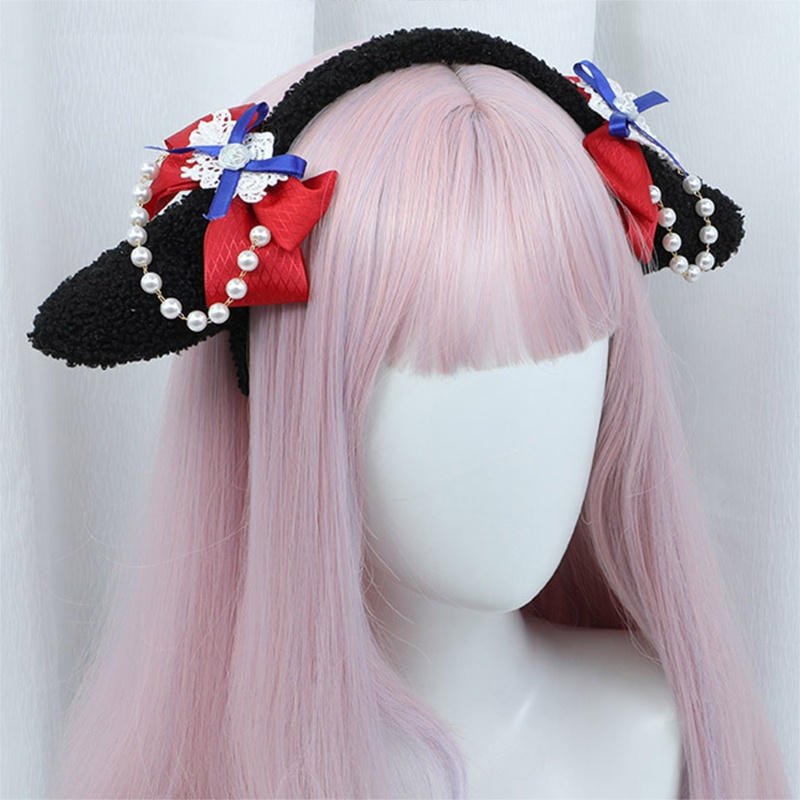 Flgo Băng Đô Tai Cừu Đính Nơ Họa Tiết Hoạt Hình Dễ Thương Dành Cho Nữ