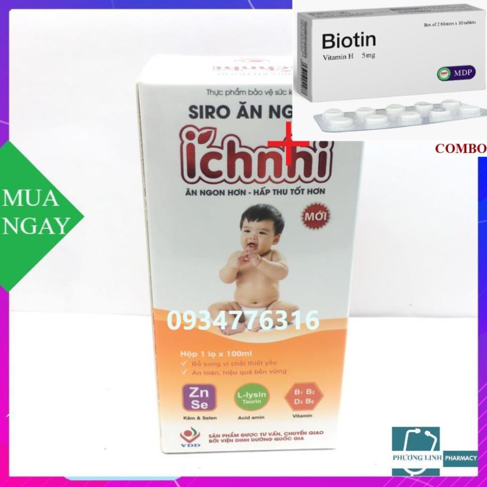 Combo Biotin 5mg+ siro ăn ngon ích nhi 100ml