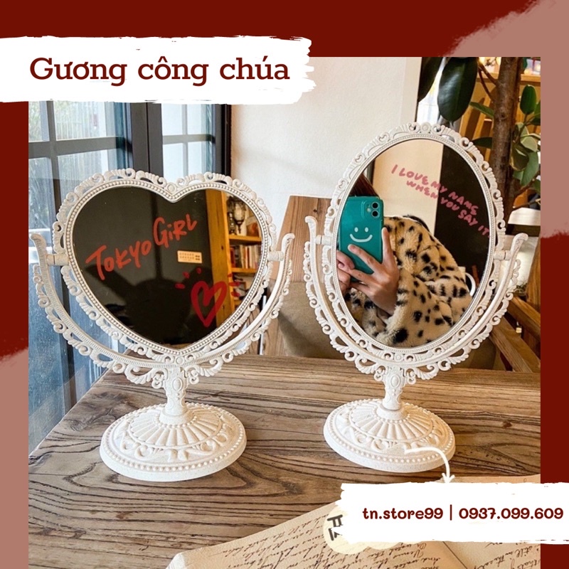 GƯƠNG CÔNG CHÚA 2 MẶT XOAY 360•